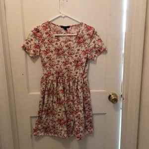 Floral Dress elastic waist short sleeve casual